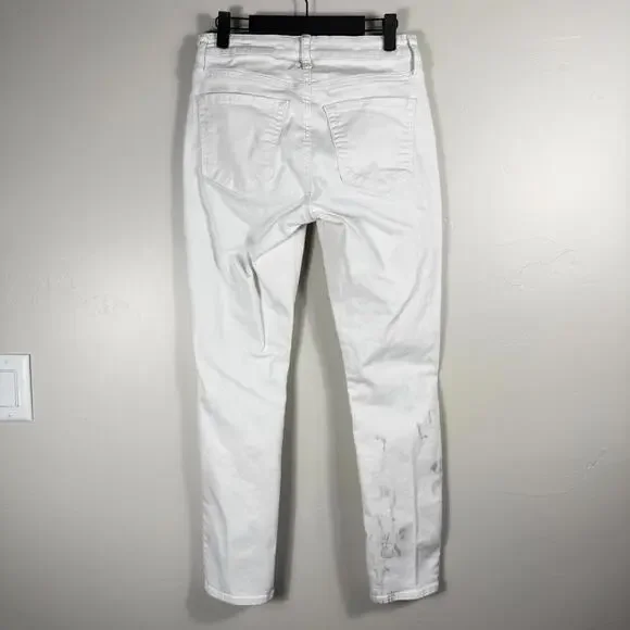 Lucky Brand Size 4/27 Solid White Denim Ava Mid-Rise Skinny Jeans 28x27 - Flaws - Picture 3 of 7